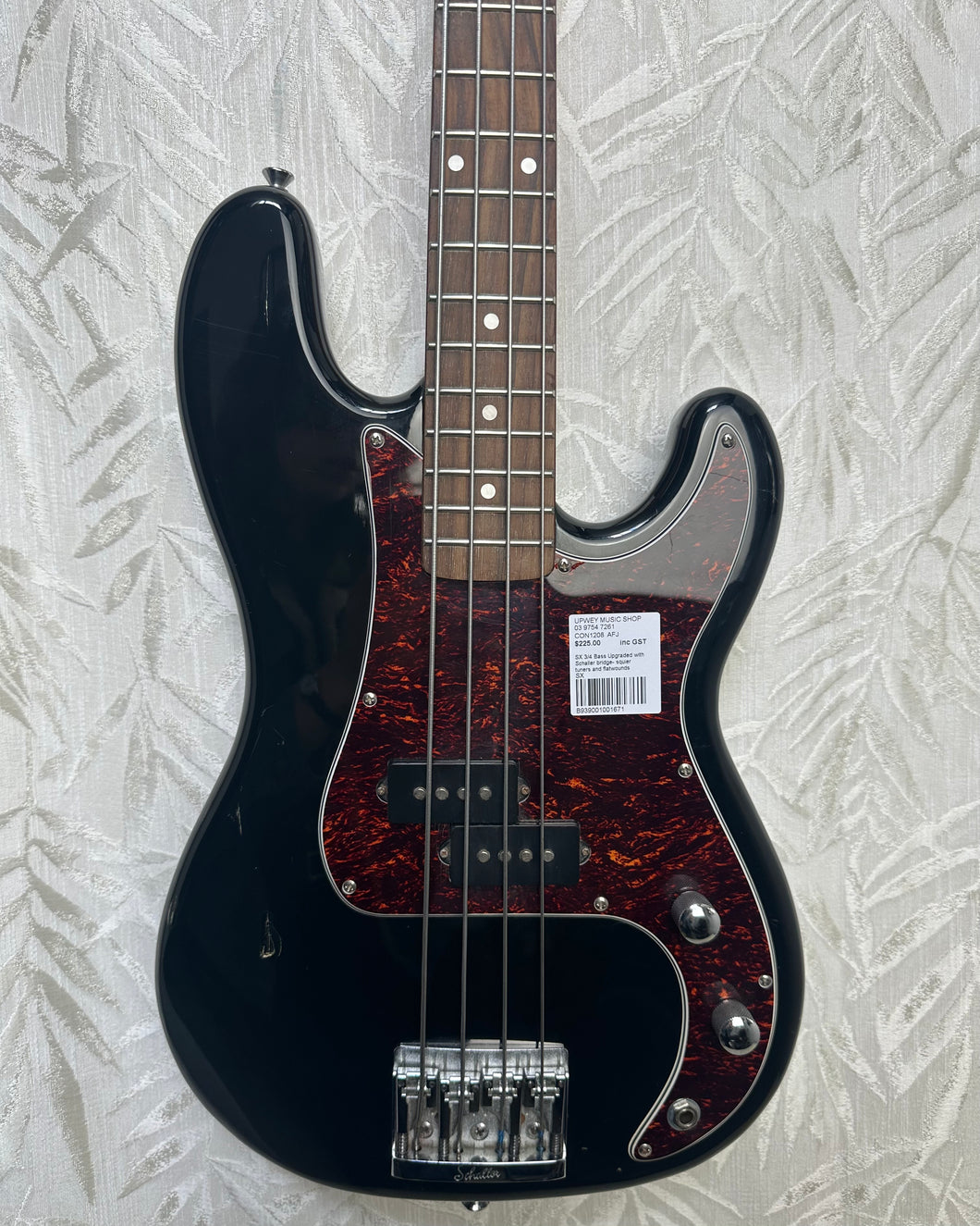 SX 34 Bass Upgraded with Schaller bridge- squier tuners and flatwounds