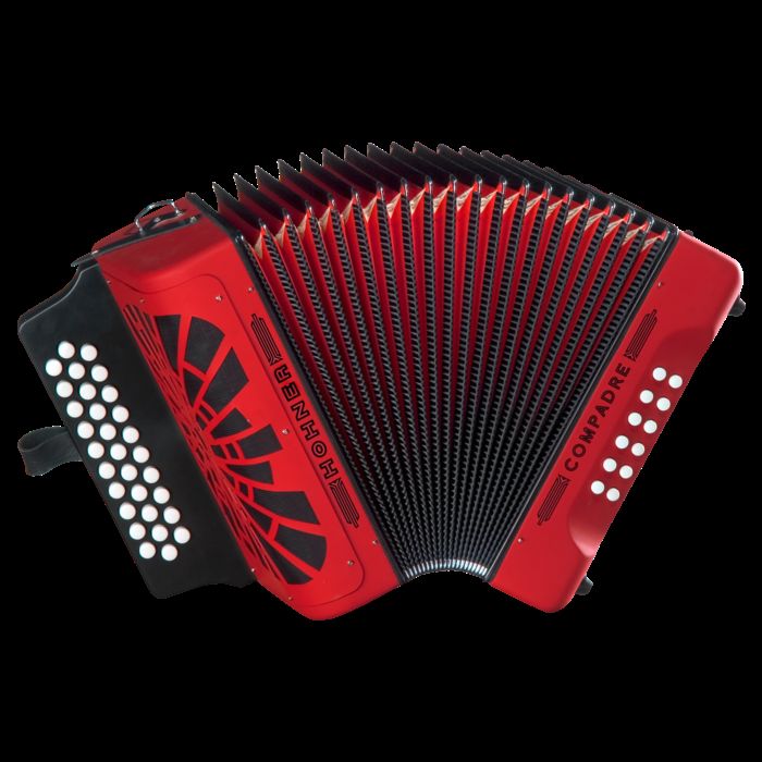 DIATONIC BUTTON ACCORDION GCF RED W/BAG A4824