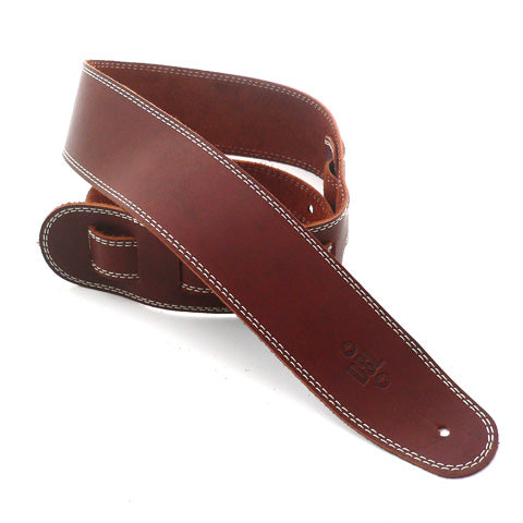 2.5 INCH SINGLE LAYER STRAP MAROON/BEIGE STITCH