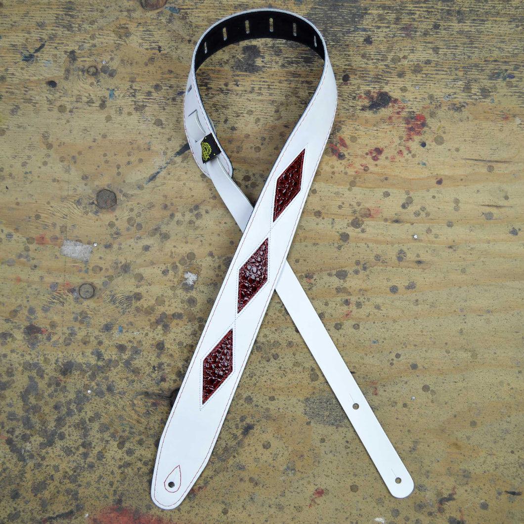 RED CROC DIAMOND PATTERN ON WHITE LEATHER INLAY
