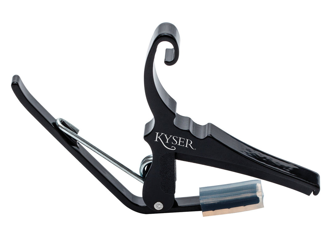 Black Capo for acoustic guitars. Easy headstock park and one hand reposition.